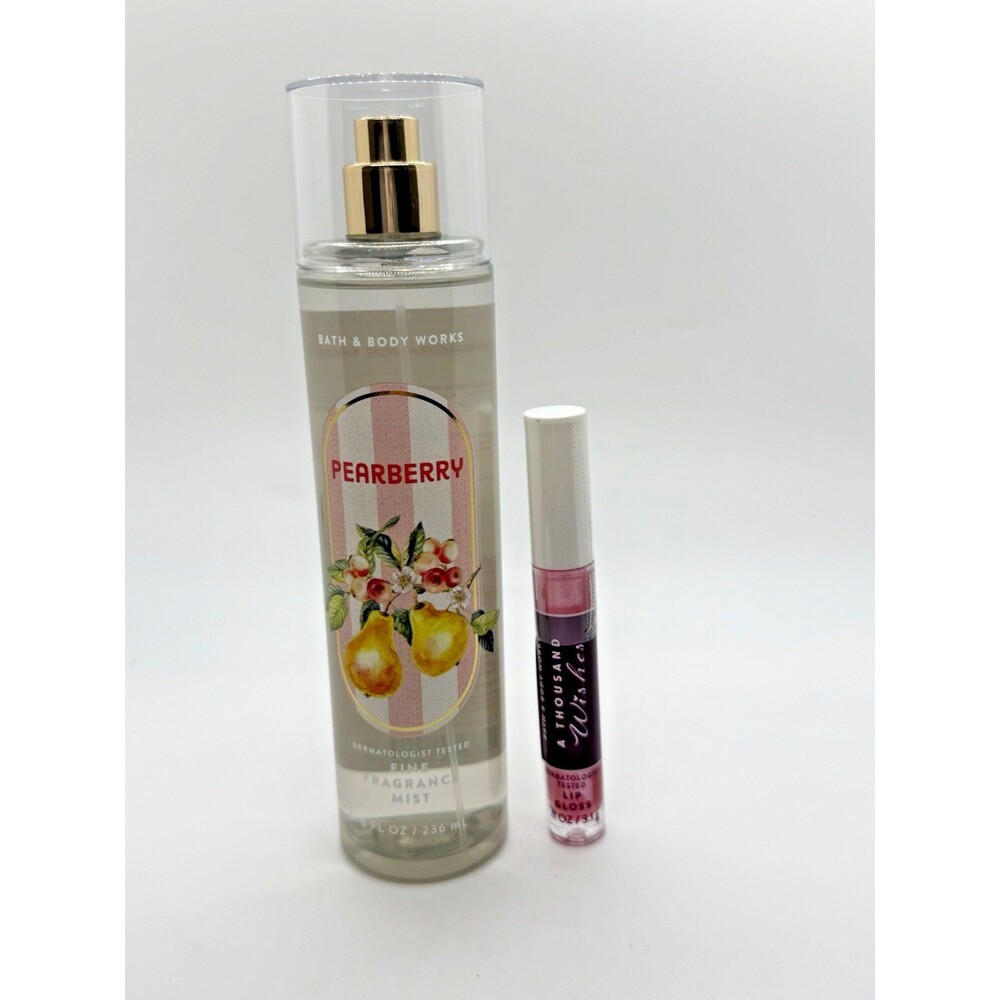 Bath & Body Works Pearberry Fragrance Mist 8 fl oz & A Thousand Wishes Lip Gloss